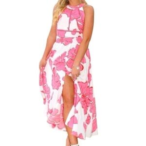 MEDIUM Anthropologie Abel The Label Paloma Floral Pink/White Maxi Dress